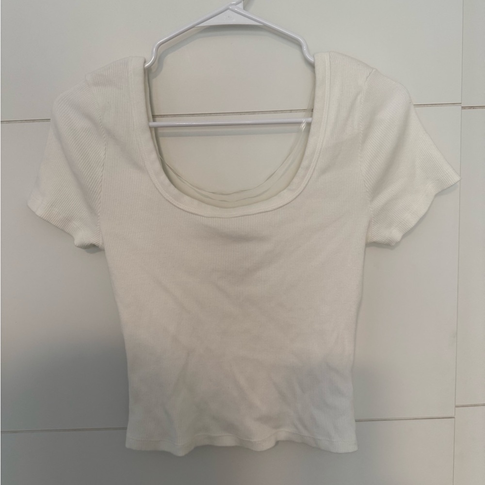Women's Cream Ribbed Top